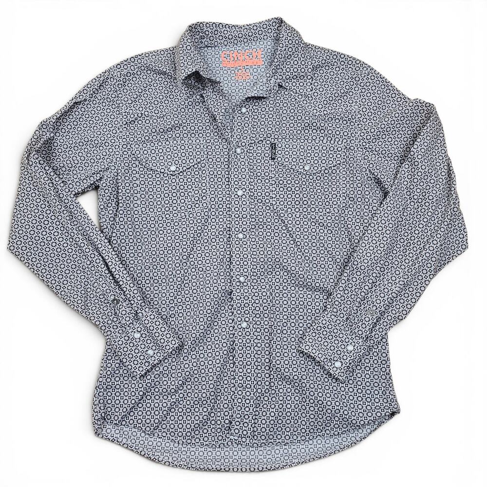 CINCH Pearl Snap Shirt Men's S Geometric Western Cowboy Rodeo Ranchwear Casual